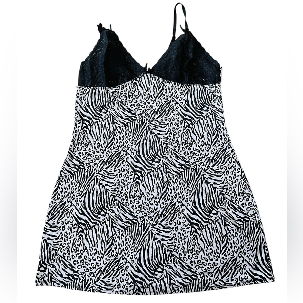 Body Form Y2K Plus Size White Black Zebra Leopard Print Lingerie Mini Slip Dress